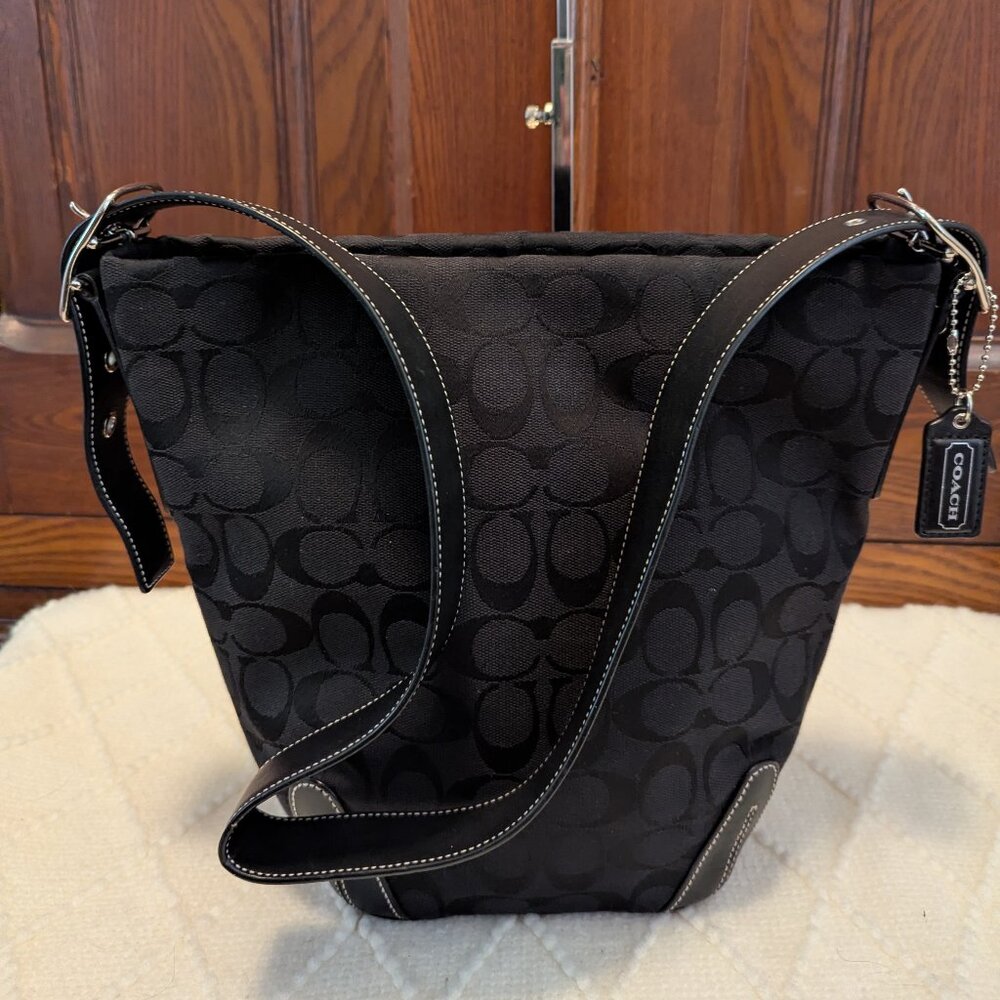 Coach Vintage Y2K - Signature and Leather Bucket Bag 6076 in Black